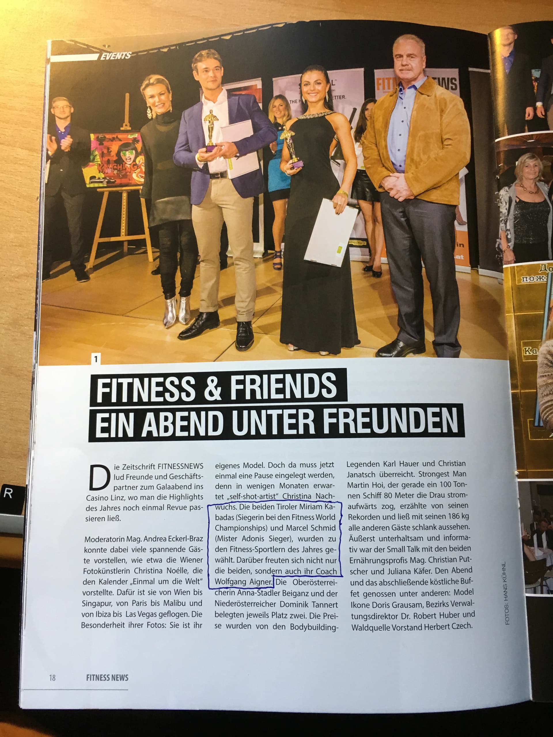 Fitness-News-Bericht über Miriam Kabadas und Marcel Schmid mit ihrem Coach Wolfgang Aigner